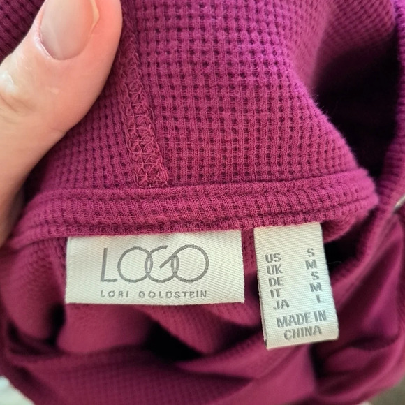 LOGO Lori Goldstein Purple Hooded Oversized Tunic Sweater Pullover Size Small - Picture 4 of 7